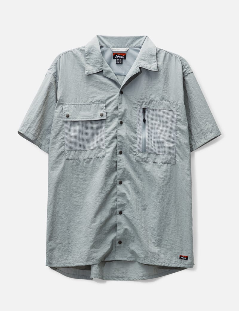 NYLON TUSSER OPEN COLLAR SHIRT