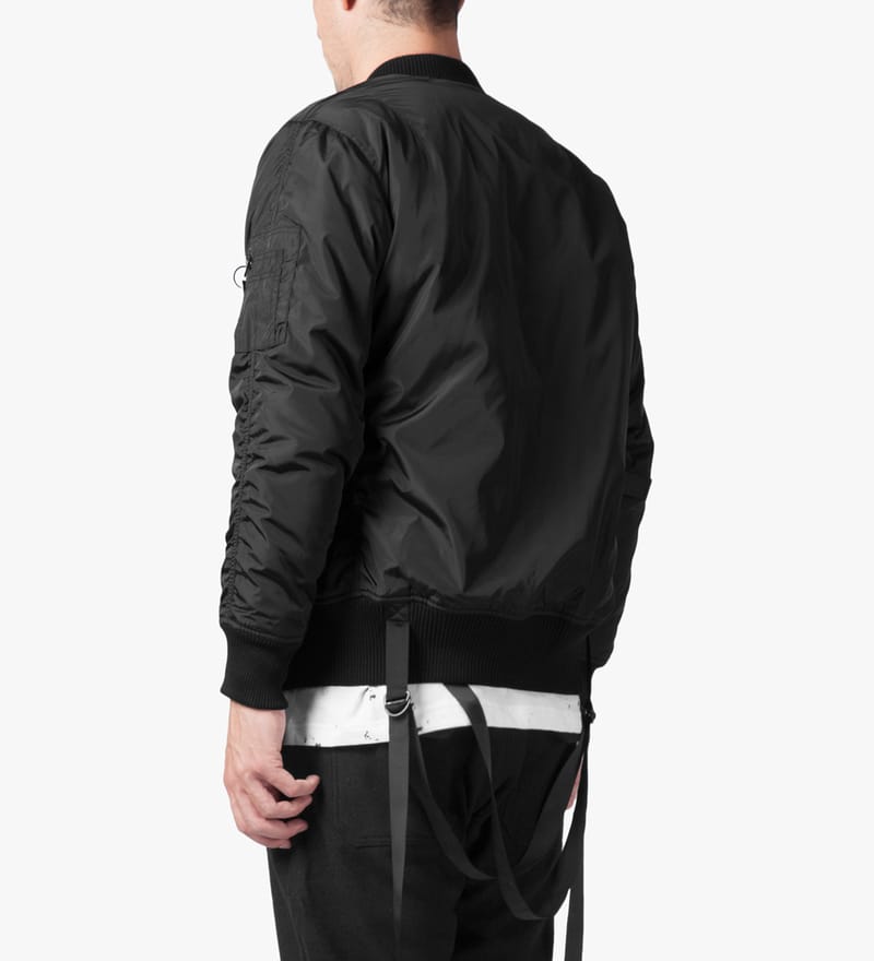 Stampd - Black Strapped Bomber Jacket | HBX - Globally