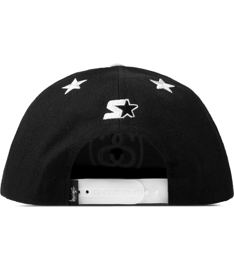 Stüssy - Black 6 Stars Starter Snapback Cap | HBX