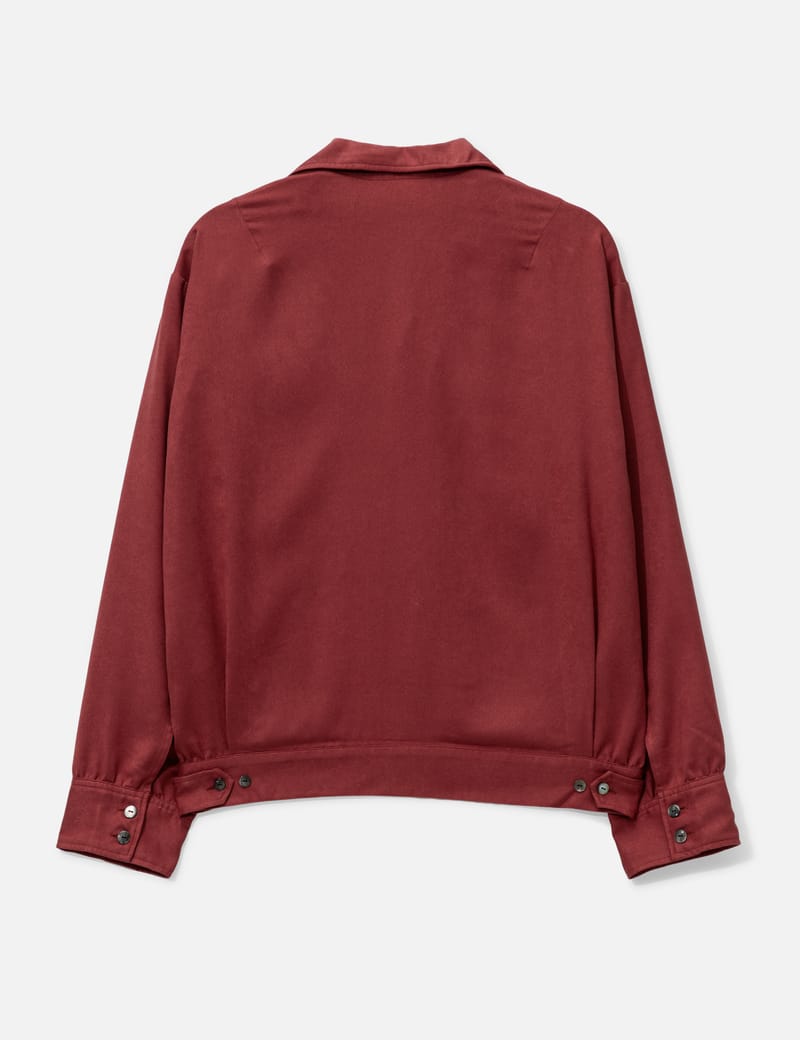 ANCELLM Vegan Suede Open Collar Shirt - Lightweight red vegan