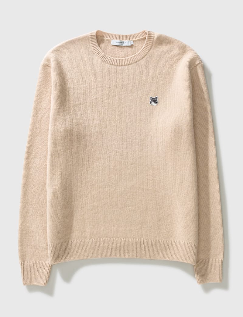 Maison Kitsuné - Grey Fox Head Patch Relaxed Jumper | HBX - Globally  Curated Fashion and Lifestyle by Hypebeast