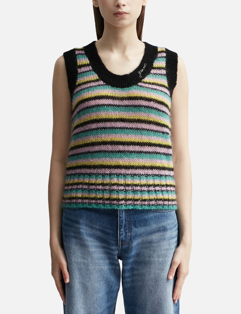 Ganni - STRIPED MOHAIR VEST | HBX - Globally Curated Fashion and