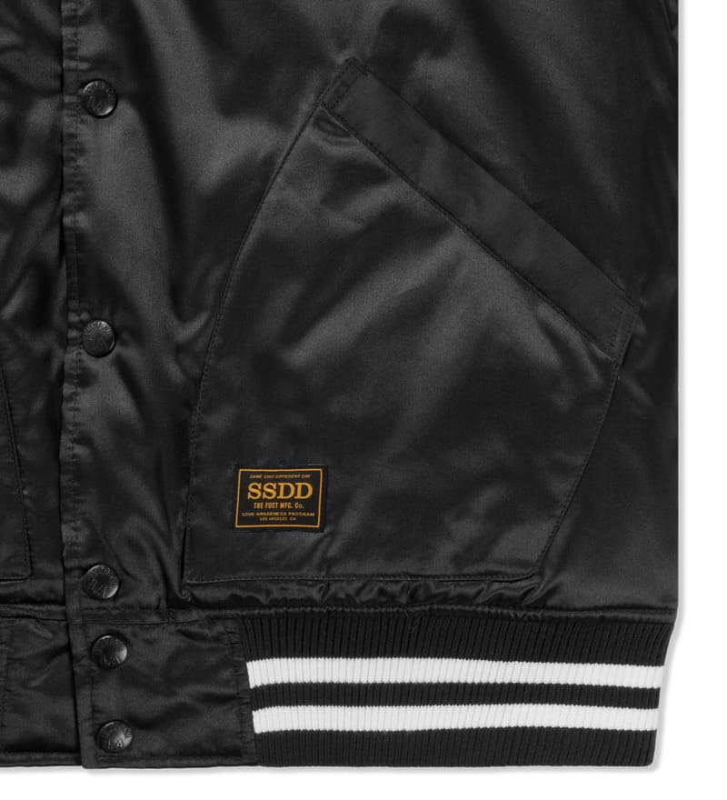 FUCT SSDD - Black Satin Stadium Jacket | HBX FUCT SSDD - Black Satin Stadium Jacket | HBX