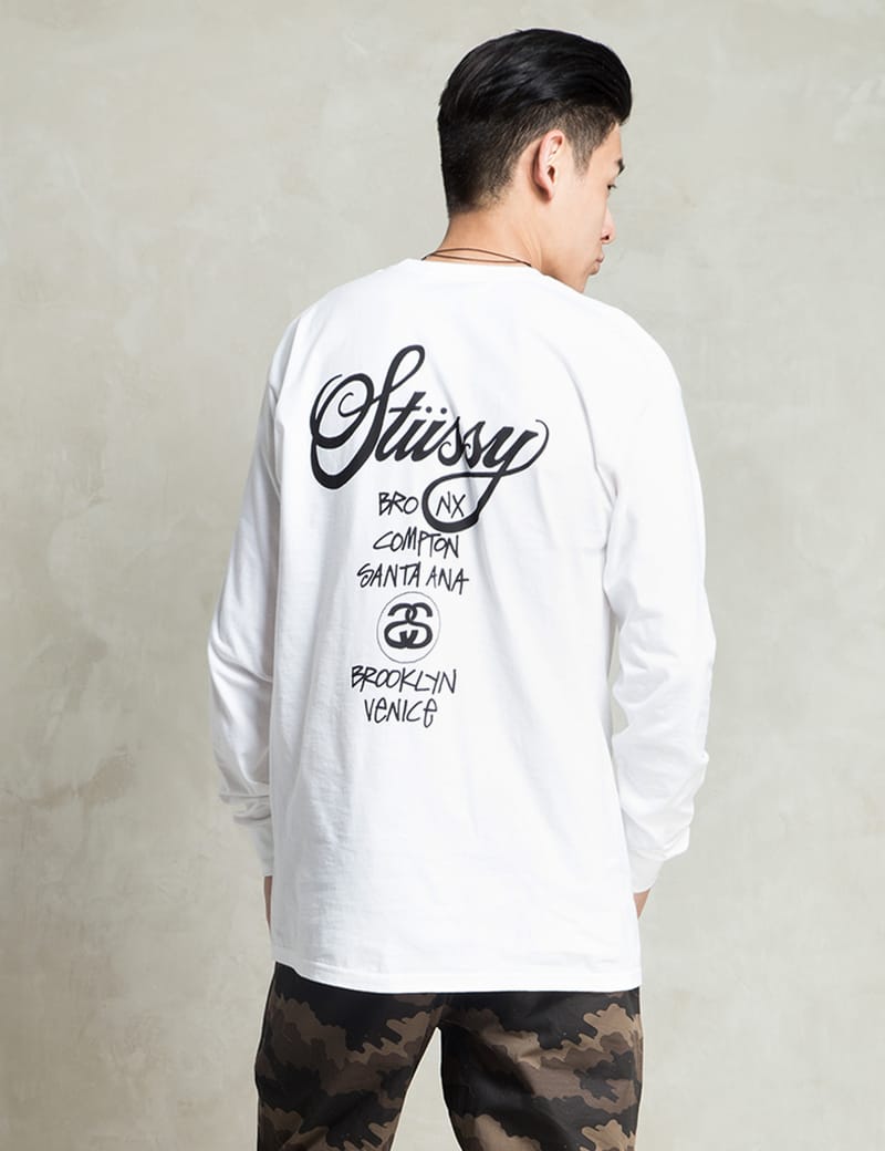 ★人気★【Stussy】★Stussy World Tour LS T-Shirt★White★ Stüssy - White LS World Tour T-Shirt | HBX - Globally