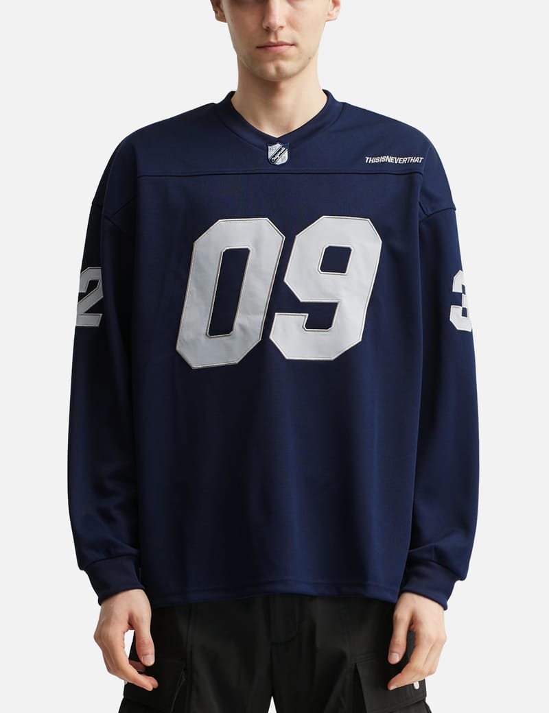 thisisneverthat® Football Jersey - Navy polyester, embroidered