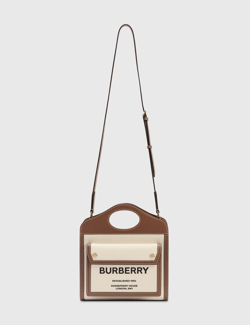 BURBERRY| (Mini Two-tone Canvas and Leather Pocket Bag Burberry - Mini Two-tone Canvas and Leather Pocket Bag | HBX