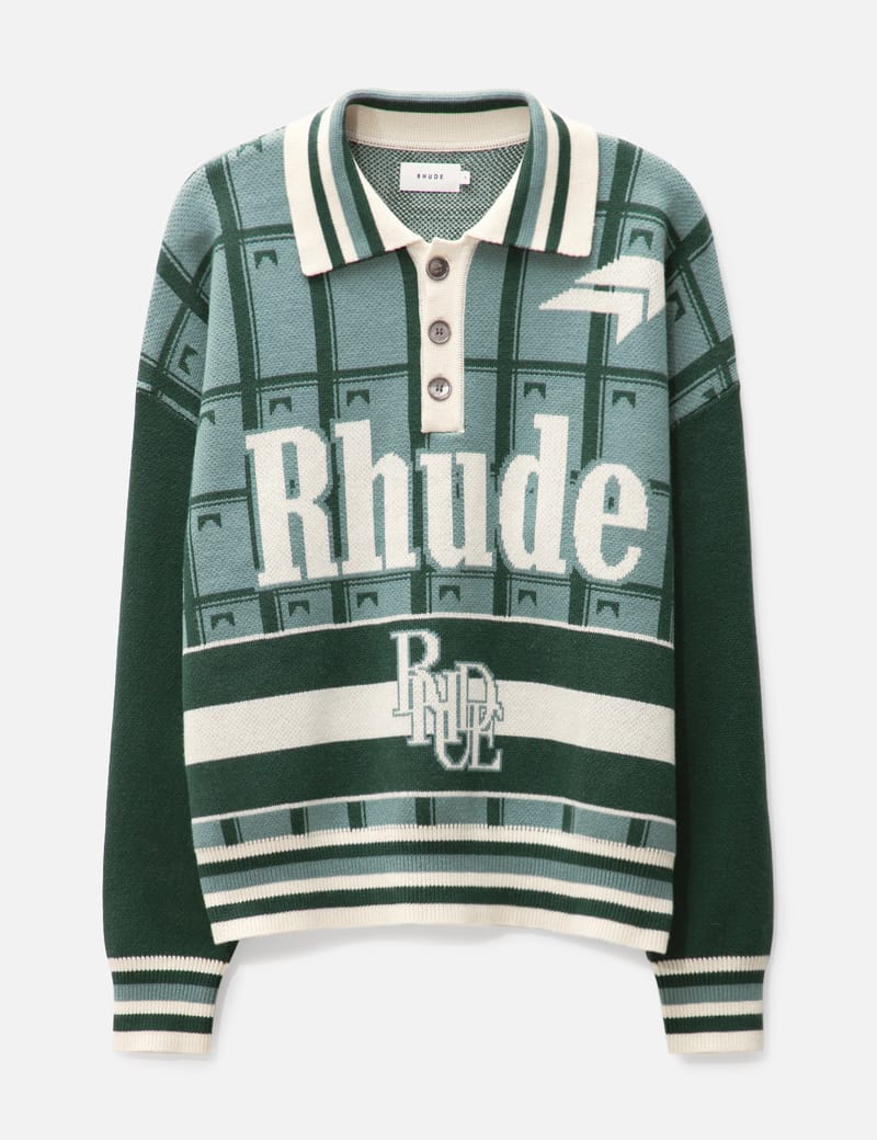 RHUDE◇LOGO RUGBY SWEATER MULTI KNIT/ニット・セーター(厚手)/XL
