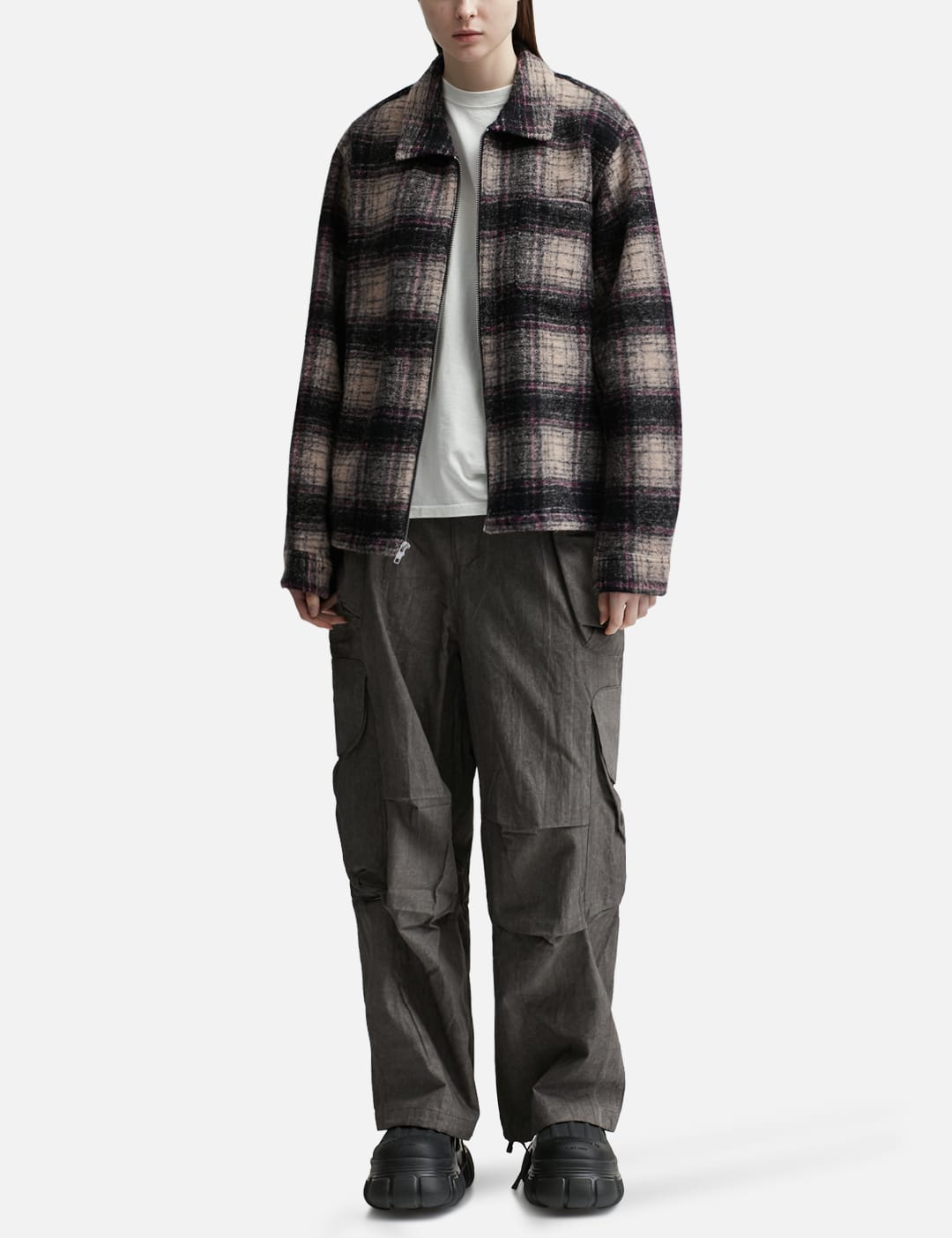Stüssy - Wool Plaid Zip Shirt | HBX - Globally Curated Fashion and