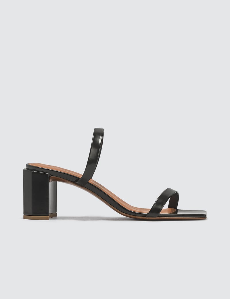 BY FAR Tanya Black Semi Patent Leather Sandals HBX Globally