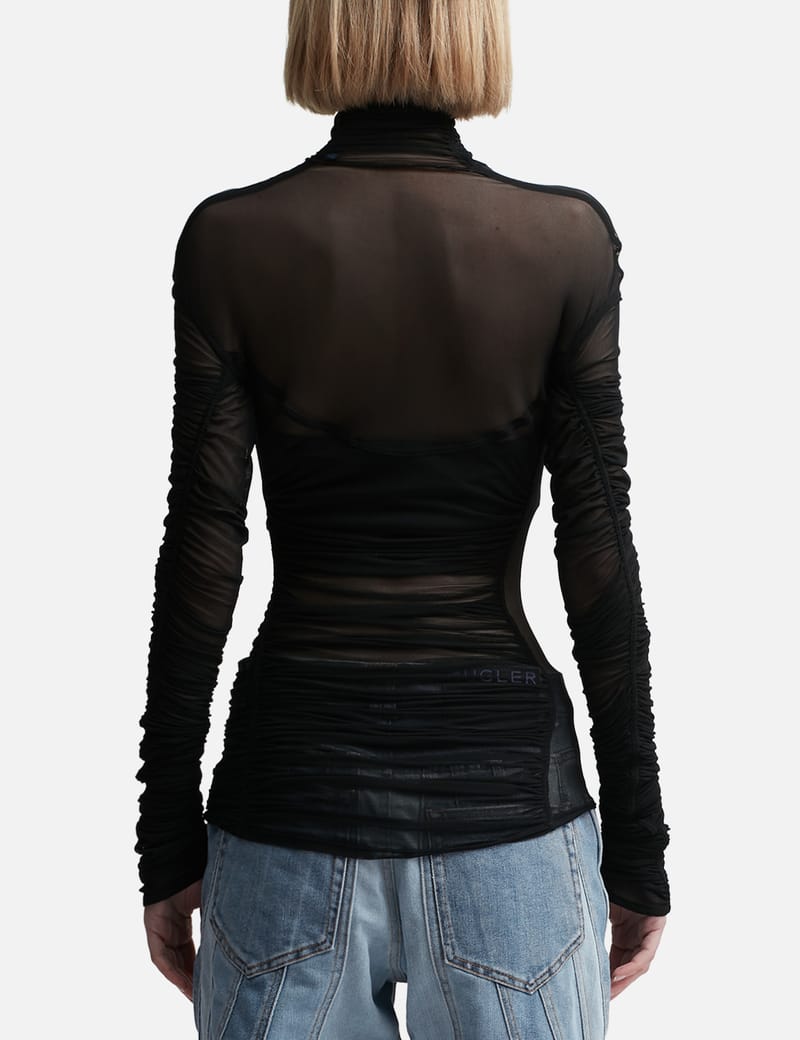 【Mugler】 Ruchedコットントップ Mugler Ruched Top | Black | FARFETCH