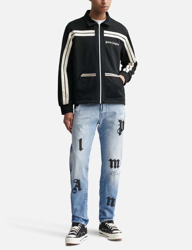 【関税込み】PALM ANGELS 'Washed Logo' jacket Palm Angels - Curved Logo Denim Jacket | HBX - Globally