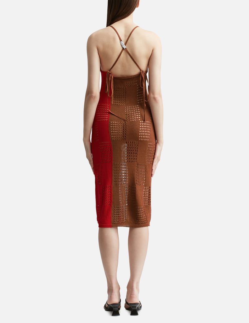Andersson Bell Two-tone Open-knit Dress In Red | ModeSens
