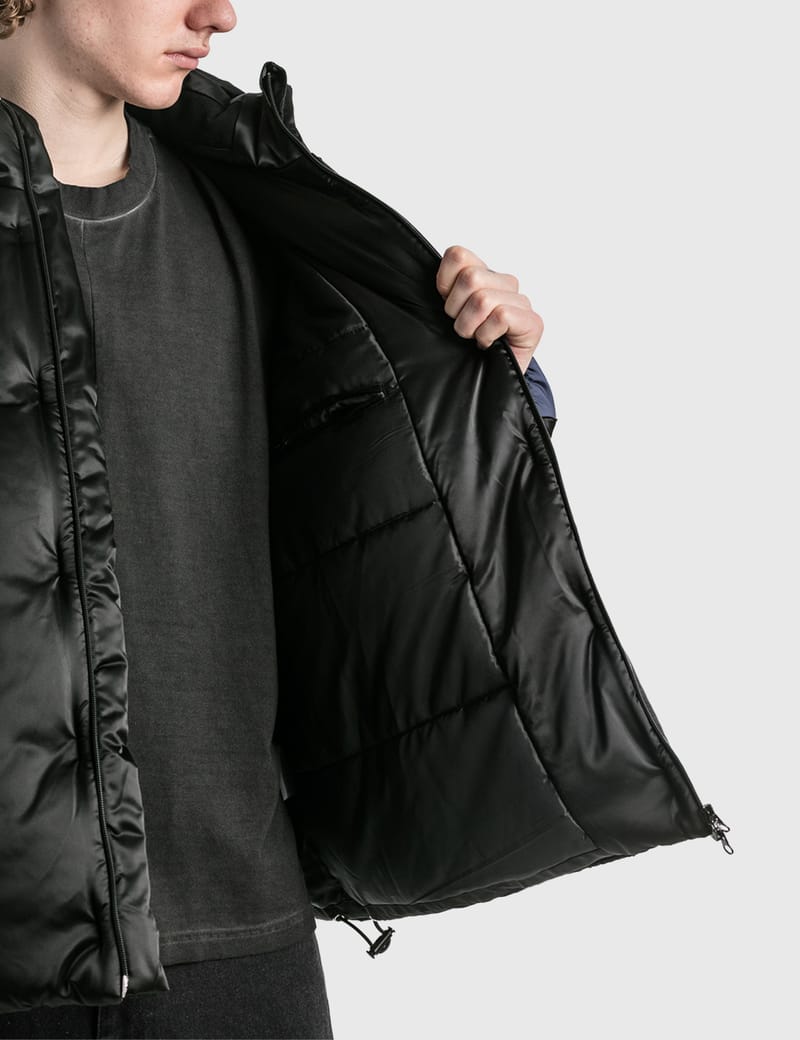 La hearts black cheap hooded puffer jacket