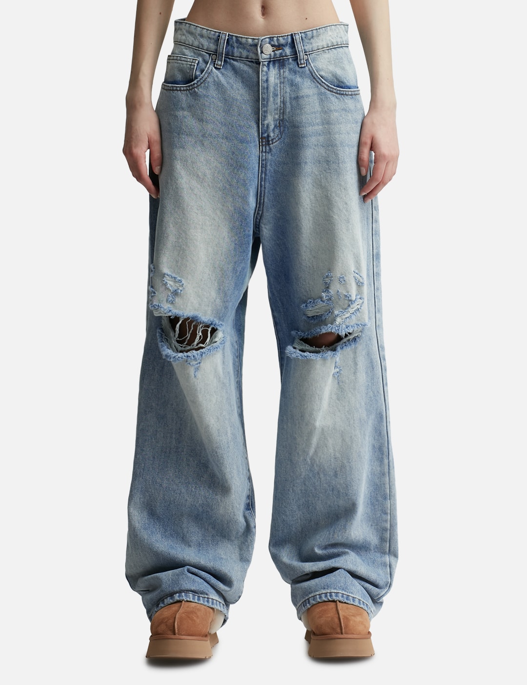 BASKETCASE Lax Distressed Baggy Denim HBX HYPEBEAST 為您搜羅全球潮流時尚品牌
