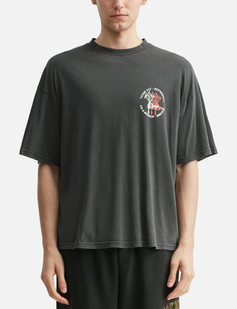 Represent 247 Torch Boxy T-Shirt - Washed black oversized vintage