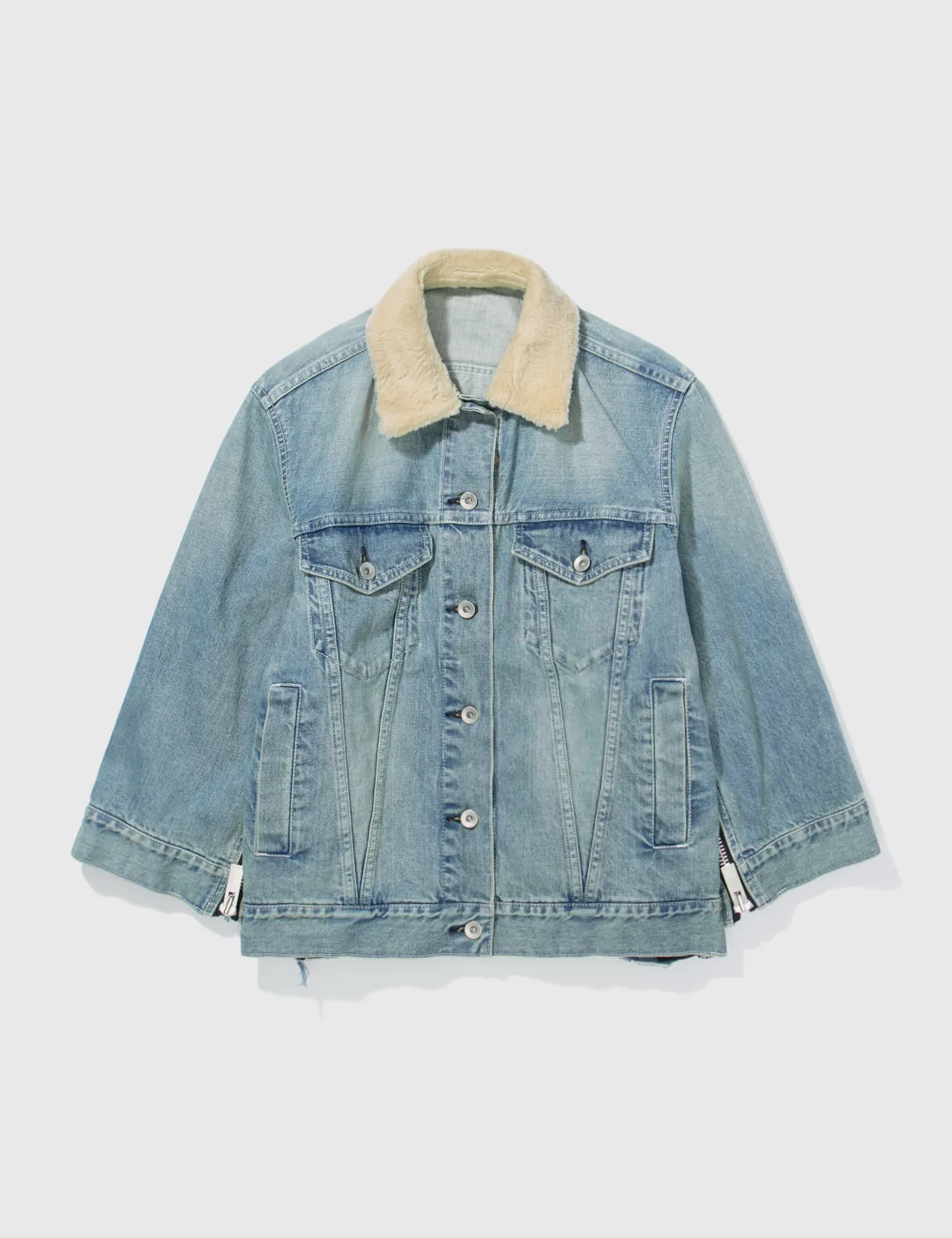 Sacai - SACAI DENIM JACKET WITH SHEARING COLLAR | HBX - Globally Curated  Fashion and Lifestyle by Hypebeast