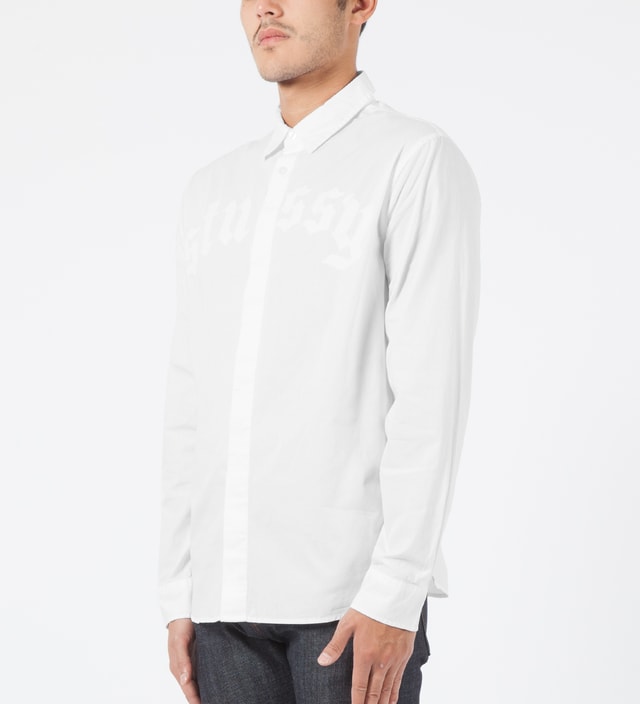 Stussy - White Top Button L/S Shirt | HBX