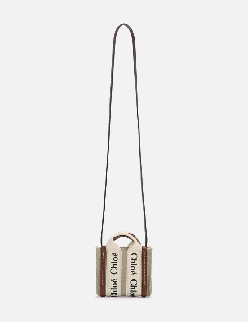 【CHLOE】WOODY NANO TOTE BAG CHLOE Woody Nano Tote Shoulder Hand Bag 2Way Canvas Leather