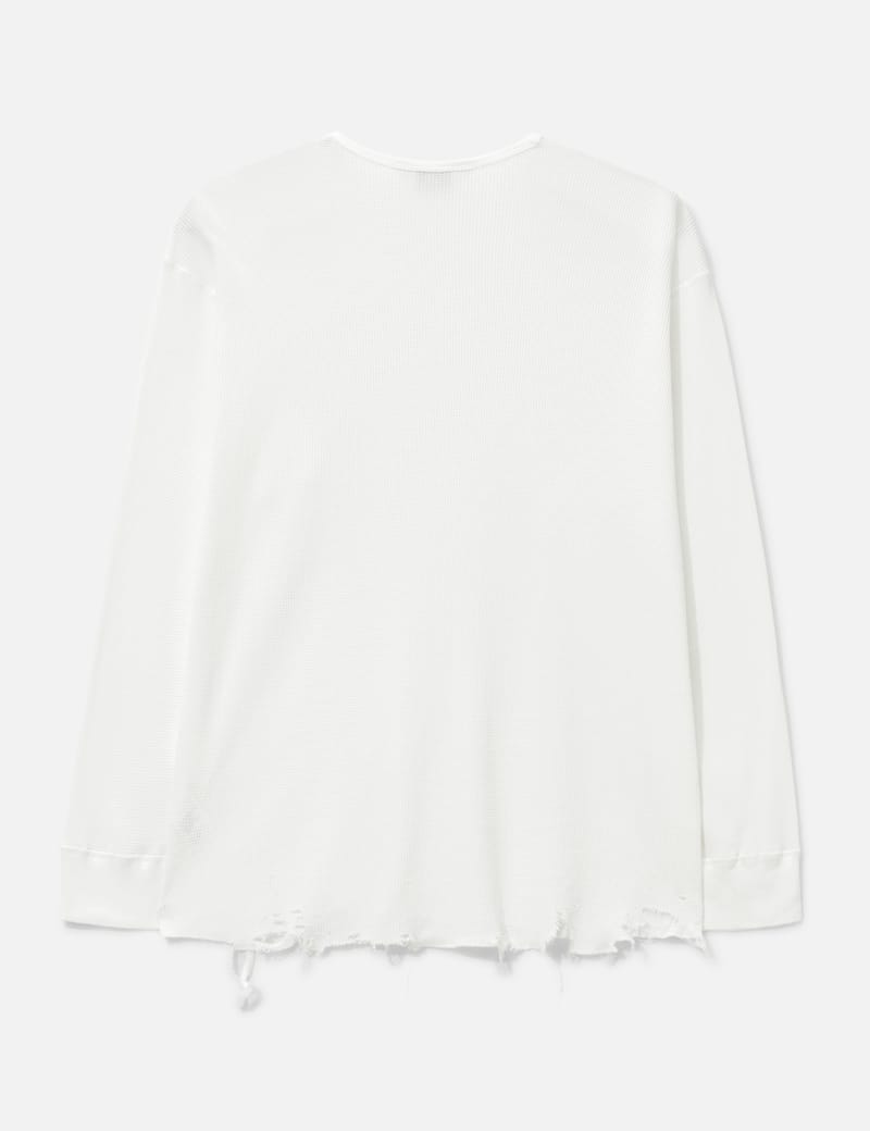 ANCELLM Damage Waffle Crew Long Sleeves T-Shirt - Japanese cotton