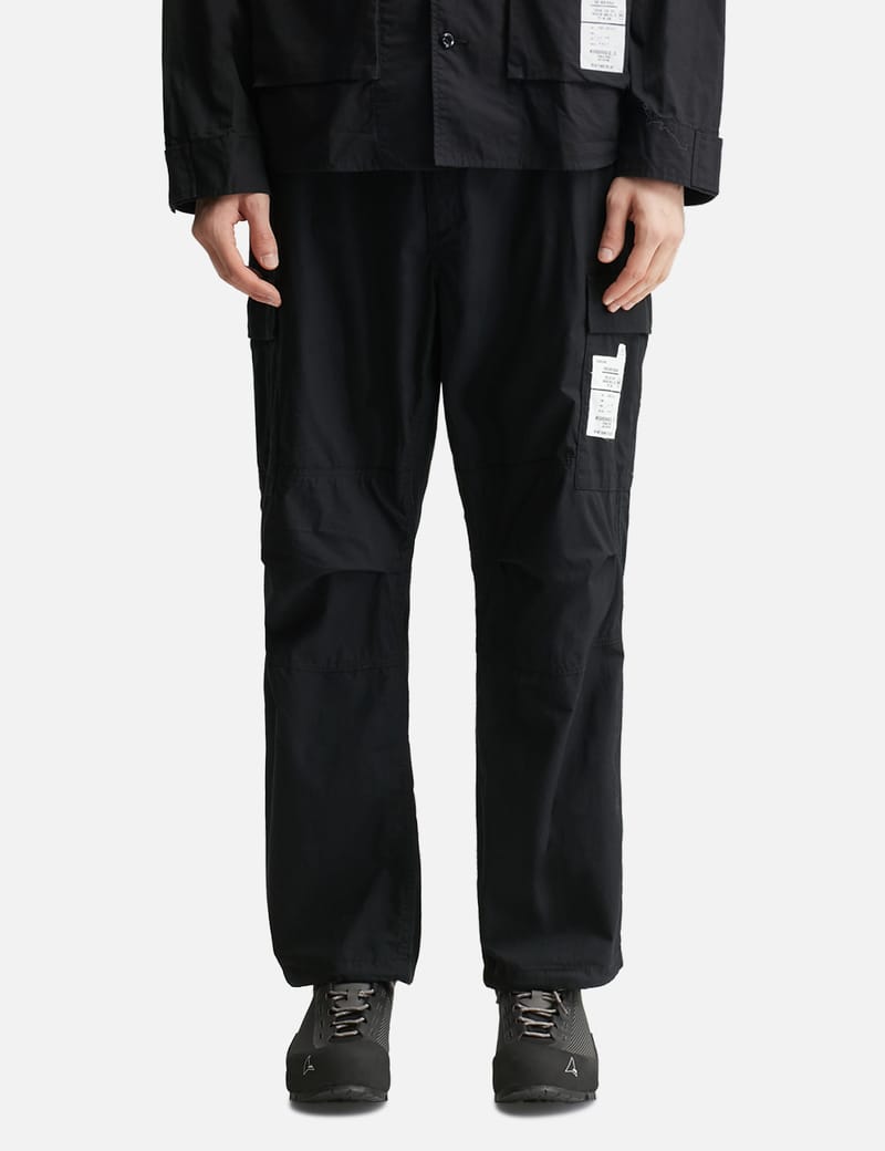 NEIGHBORHOOD BDU Pants - Relaxed black cotton cargo pants with