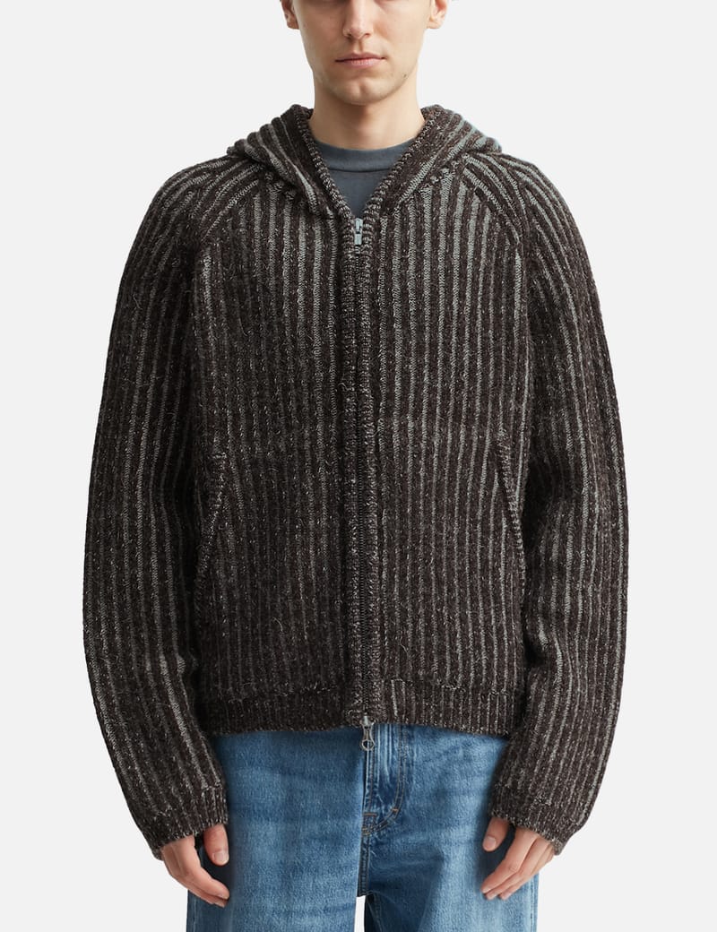 Our Legacy Level Hood - Relaxed English-yarn hooded zip sweater