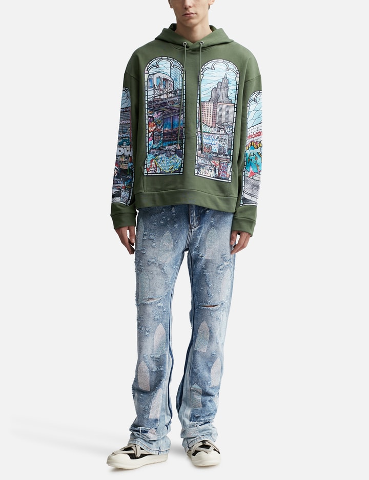Men's Washed Rhinestone Print Jeans main image 0