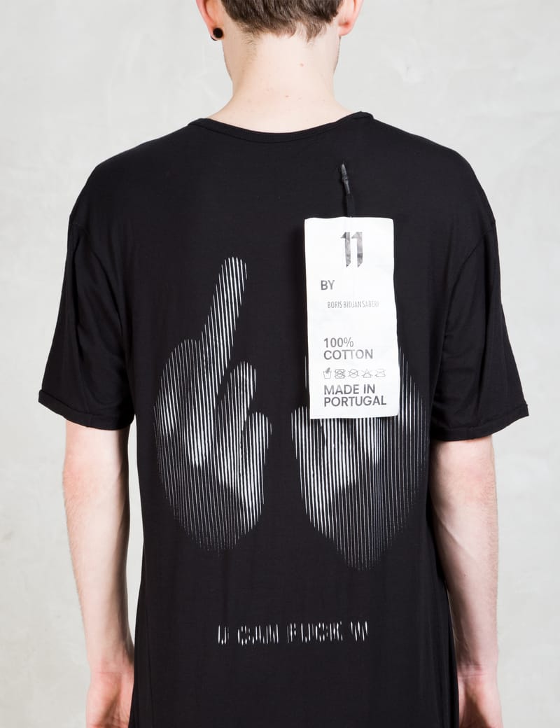11 By Boris Bidjan Saberi - S/s T-Shirt With Finger Print At Back