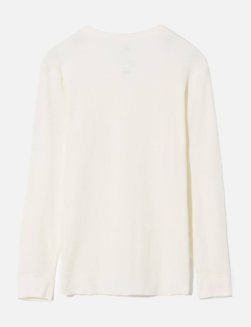 Supreme Hanes Thermal Crew - White thermal crewneck with minor