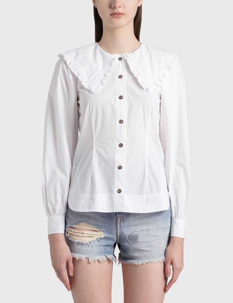 Ganni - Cotton Poplin Fitted Shirt | HBX