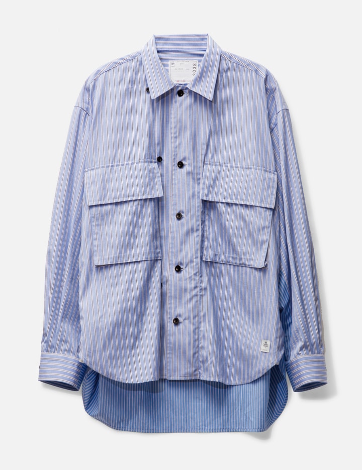 Sacai X Thomas Mason Striped Cotton-poplin Shirt In Blue | ModeSens
