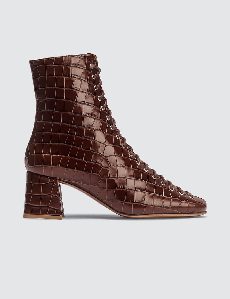 BY FAR Becca Nutella Croco Embossed Leather Boots HBX