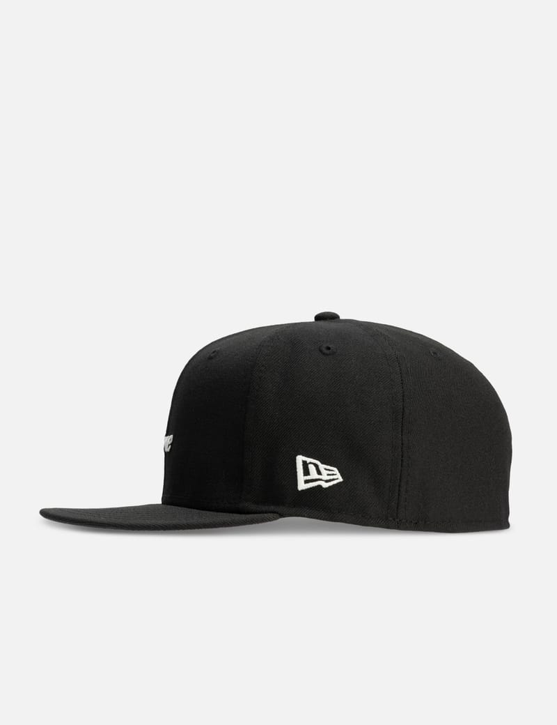 Dime Cursive New Era Cap - Black wool 6-panel cap with embroidered