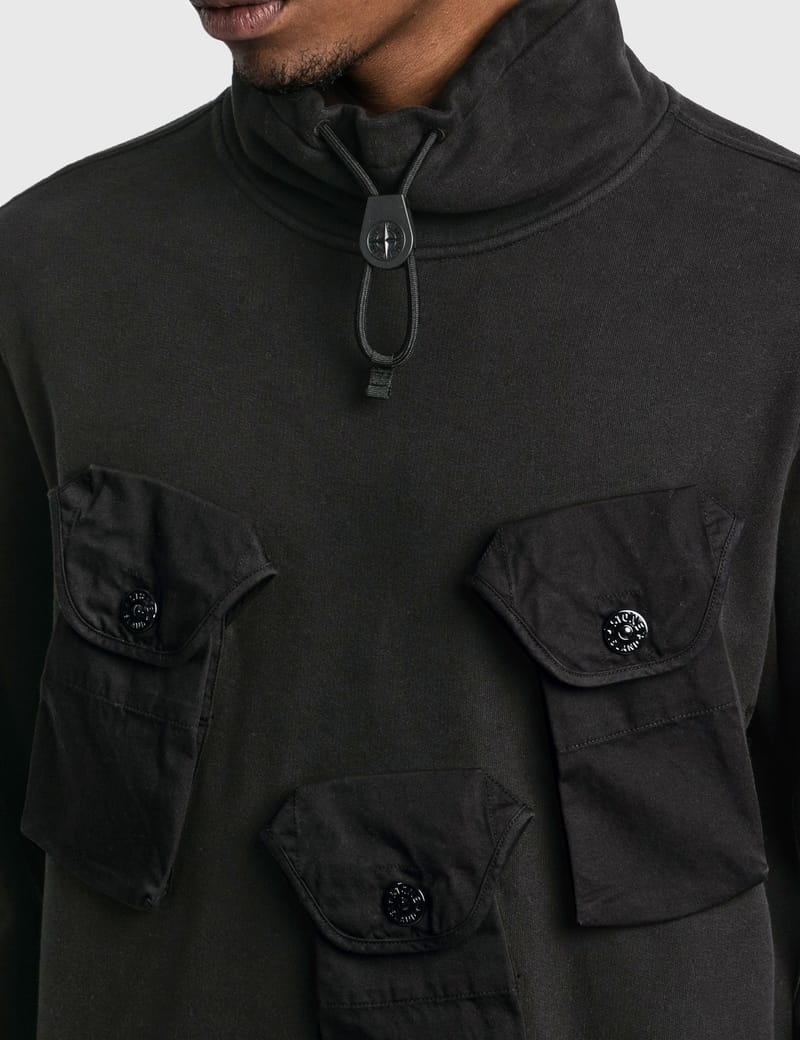 Stone  ストーンアイランド ブラック ハイネック スウェット ストーンアイランド - ポケット ハイネック スウェットシャツ | HBX