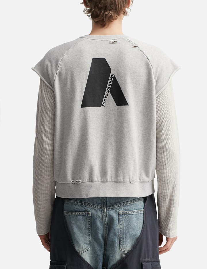 Protocol-Index Layered Thermal Jersey - Distressed gray cotton crewneck ...