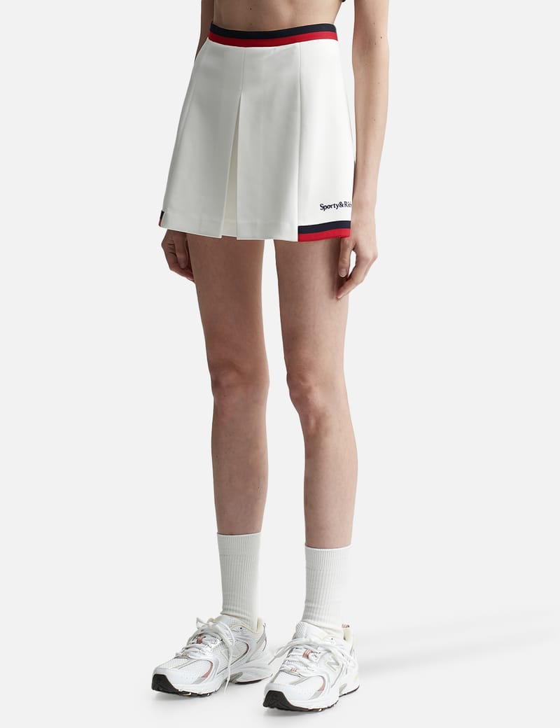 ★Sporty & Rich★ Serif Logo Pleated Skirt Milk SK931MK SK93 Serif Logo Pleated Skirt - White/Sports Red – Sporty & Rich