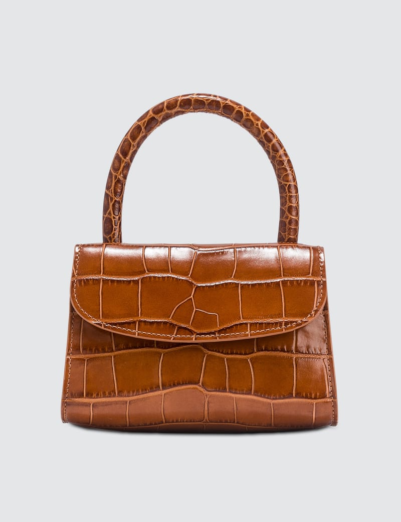 Mini Tan Croco Embossed Leather Bag