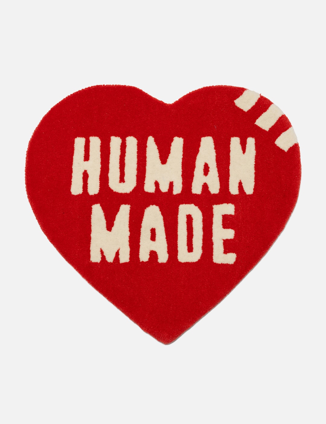 Heart Runner Rug Human Made Heart Rug Medium - Hand-knitted red rug with heart motif. | HBX