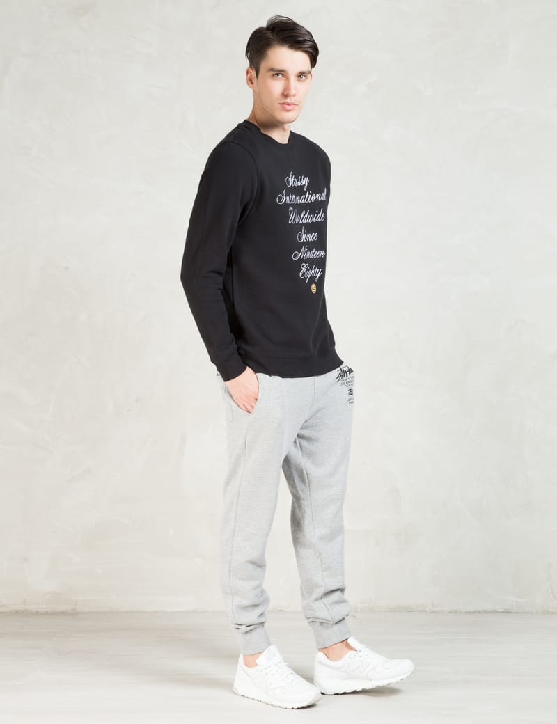 Stüssy - Black Script Int. Emb. Crewneck Sweater | HBX - Globally