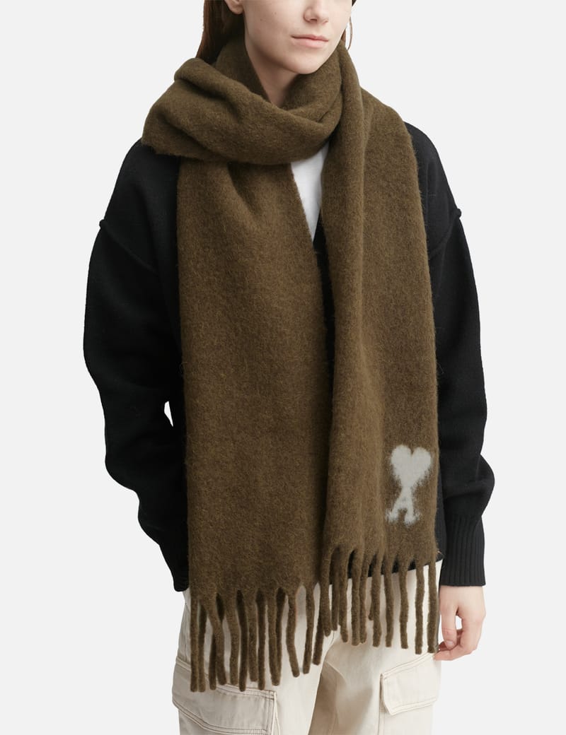 Ami Alpaca Ami De Coeur Scarf - Oversized hazelnut alpaca blend