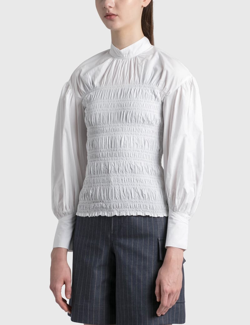 Ganni - Cotton Poplin Smock Blouse | HBX - Globally Curated