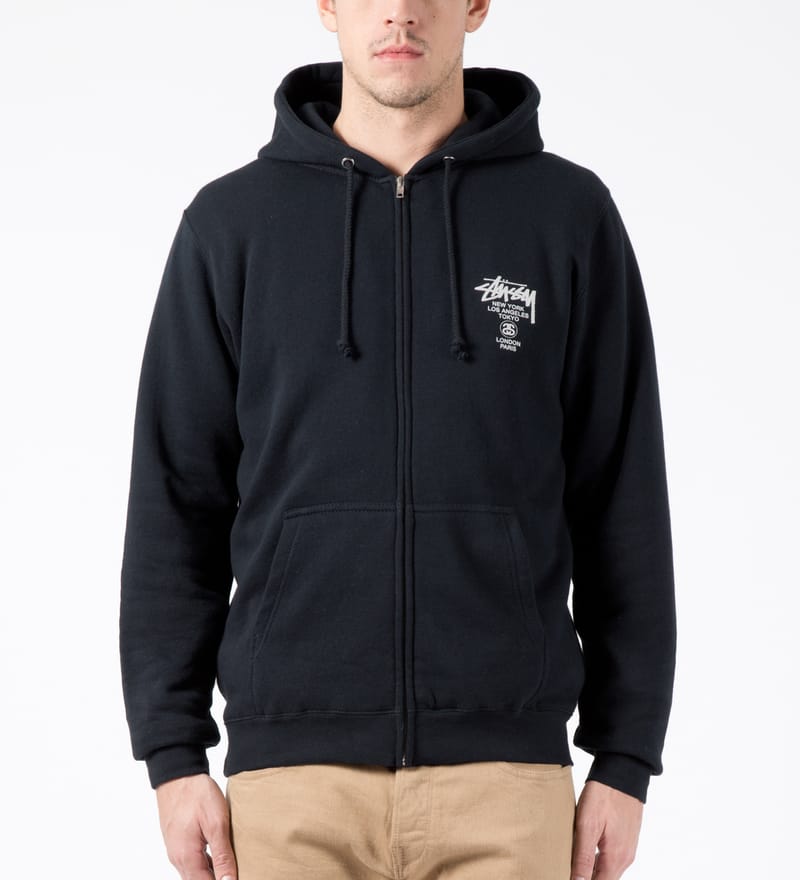 Stüssy - Navy World Tour Zip Hoodie | HBX - Globally Curated