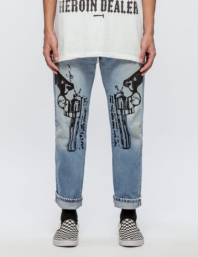 Warren Lotas - Distressed Levis 501 Jeans with Black Guns | HBX