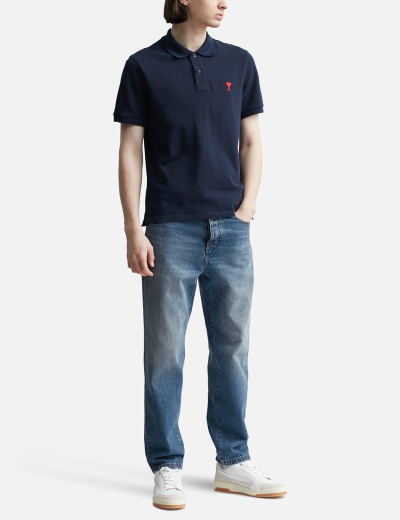 ami ネイビー ポロシャツ 半袖 楽天市場】Ami Paris アミパリス ロゴ入り コットンポロシャツ Mサイズ