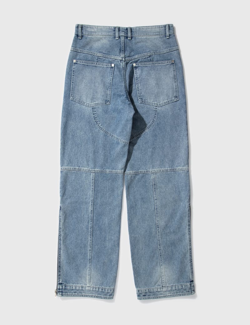 Andersson Bell - Washed Blue Zipper Wide Leg Jeans | HBX