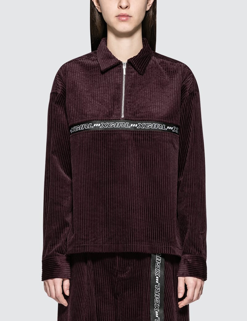 X-girl ( エックスガール ) - OVAL LOGO HALF ZIP SWEAT TOP