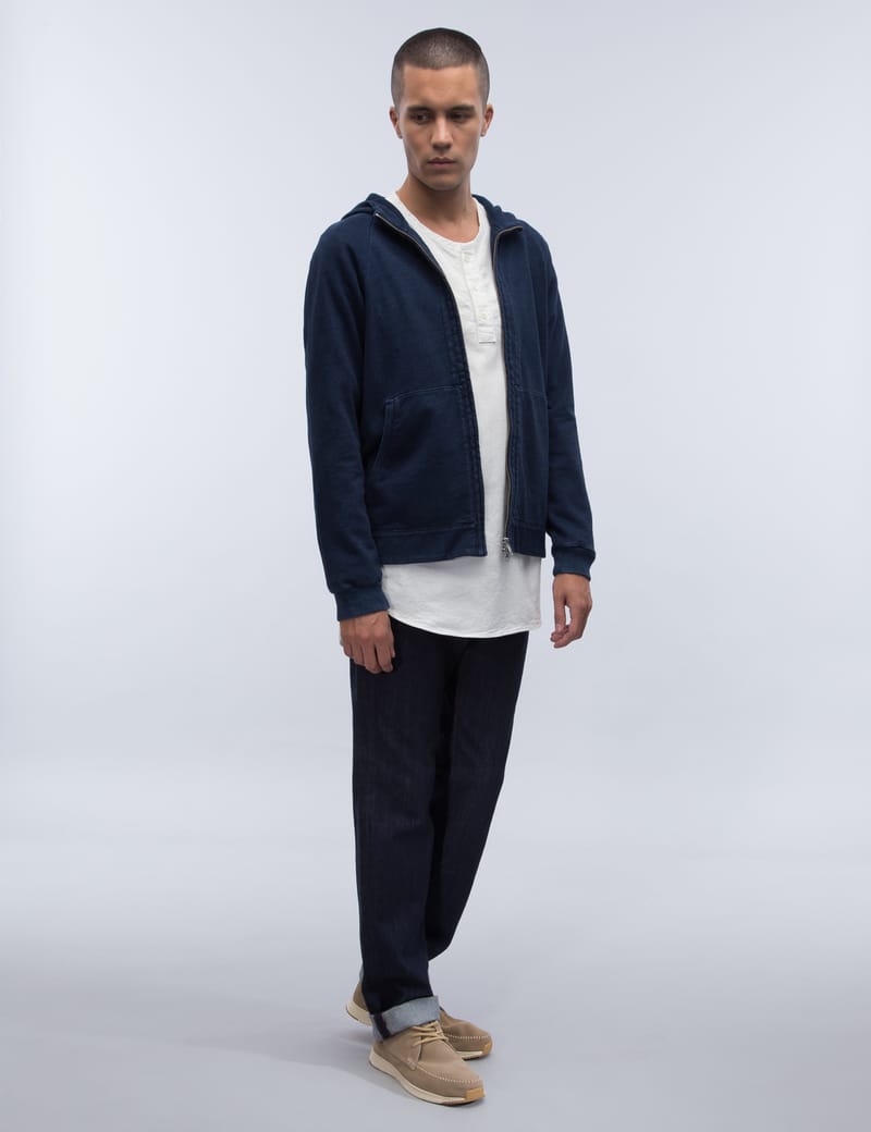 BLUE BLUE JAPAN - Indigo Yarn Dyed Sweat Zip Parka | HBX