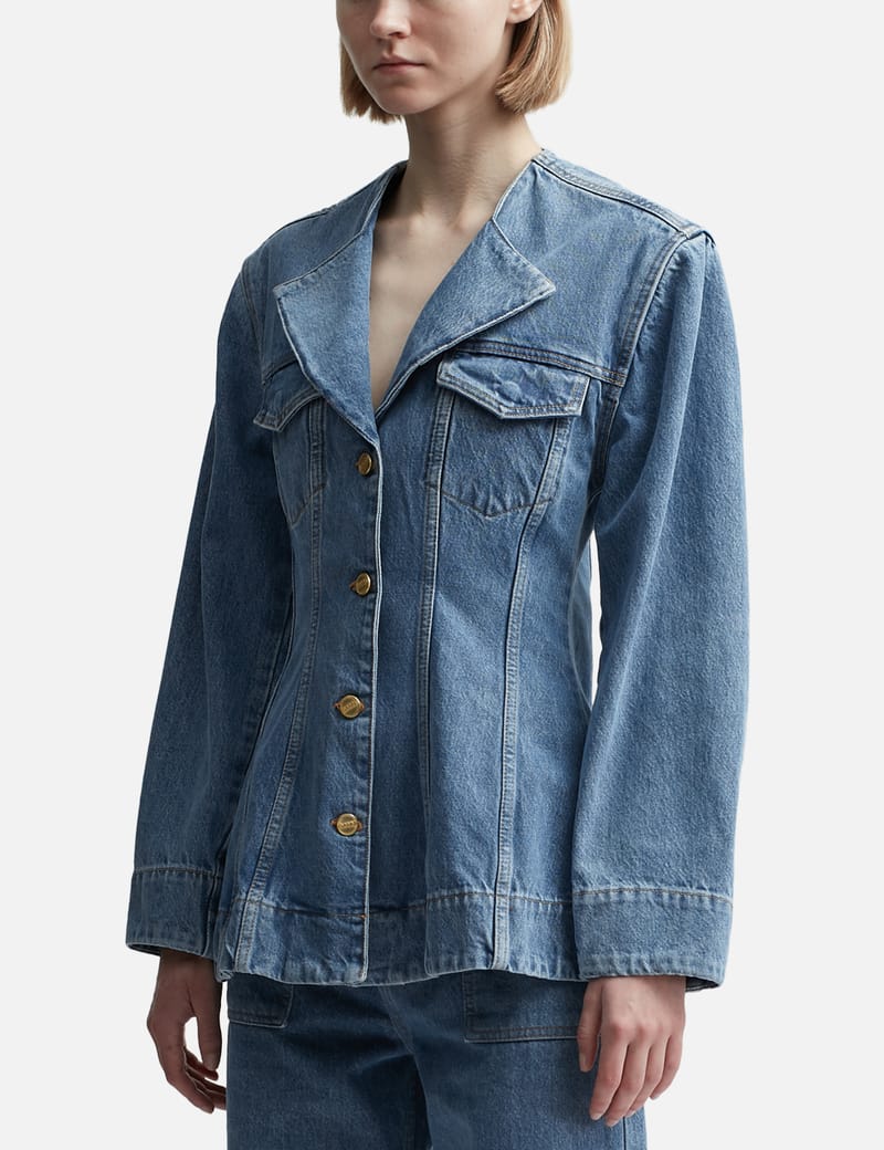 ジャケット GANNI Woman Jacket Multicolor W0298 177 Ganni - Fitted Denim Blazer | HBX - Globally Curated Fashion