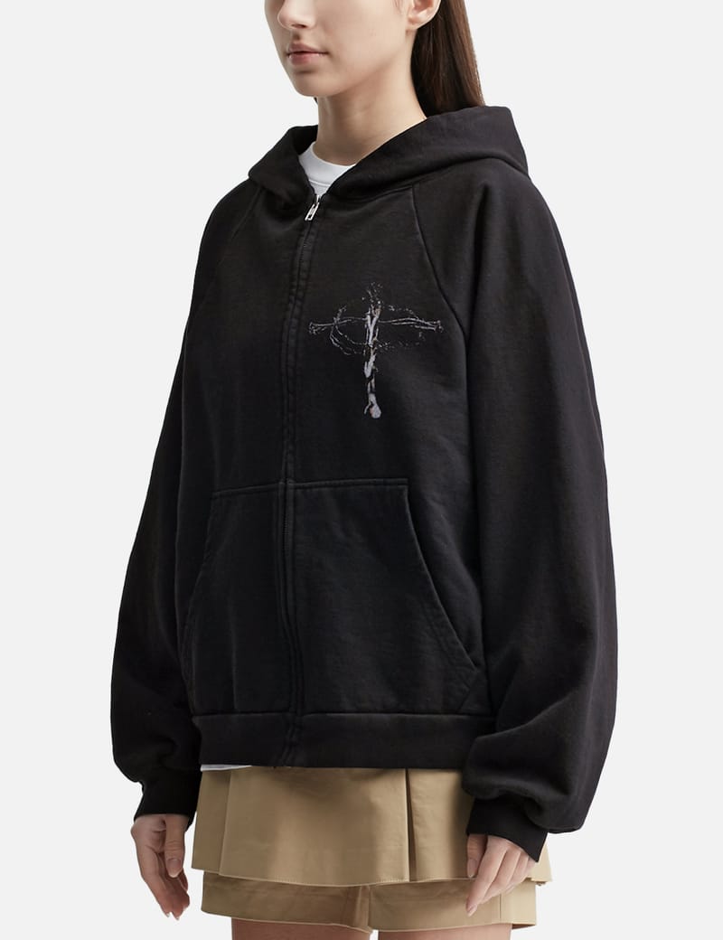 Basketcase Roadrash Zip-Up Hoodie - Made in USA black zip hoodie