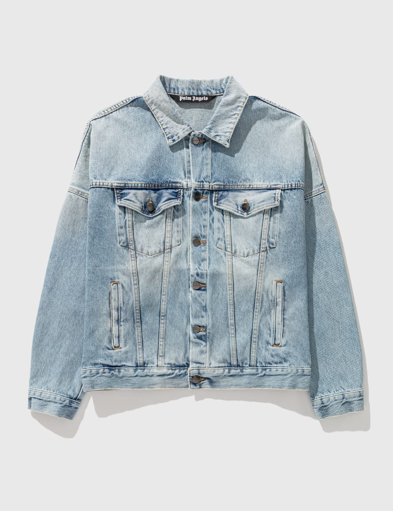 ジャケット Palm Angels 'Washed Logo' jacket Palm Angels embroidered-logo Denim Jacket | Blue | FARFETCH