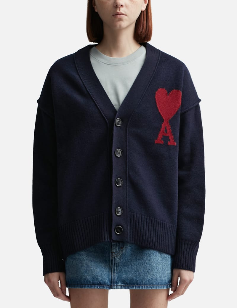Ami - Red Ami de Coeur Cardigan | HBX - Globally Curated